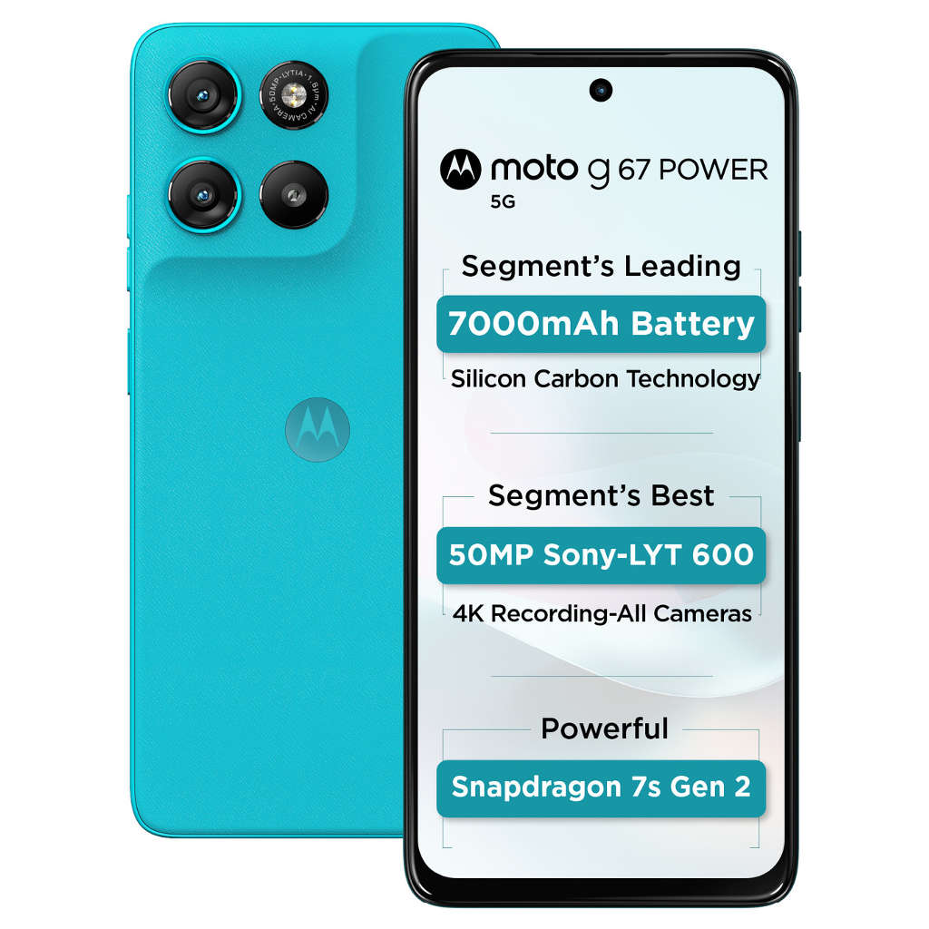 Motorola g67 Power Smartphone 8GB RAM 128GB Storage Pantone Blue Curacao 