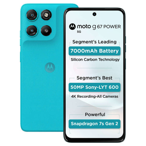 Motorola g67 Power Smartphone 8GB RAM 128GB Storage Pantone Blue Curacao 