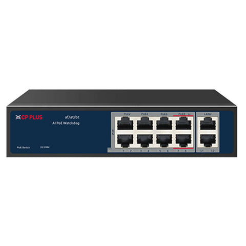 CP Plus 8 Port PoE Switch + 2 Uplink Ports CP-ANW-HPU8H2-N12 