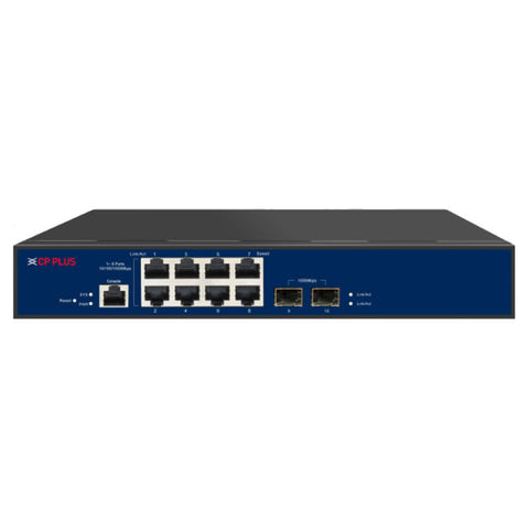 CP Plus 8x Gigabit With 2x SFP Uplink Managed PoE Switch CP-ANW-GPM8F2-N12 