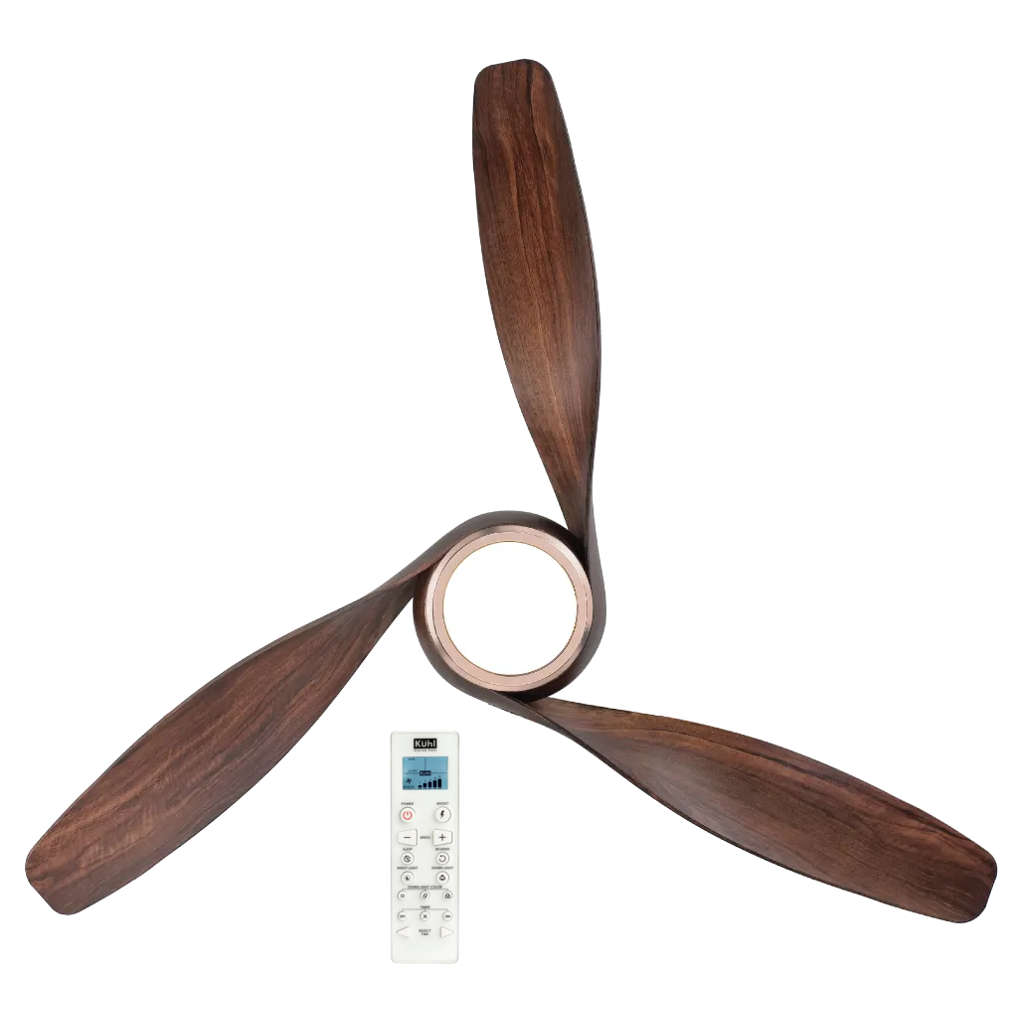 Kuhl Twist L3 BLDC Ceiling Fan With Remote 1320 mm Teak Wood