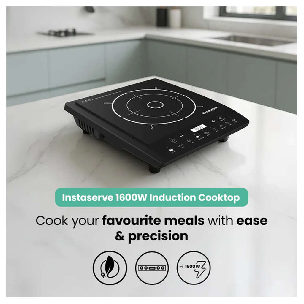 Crompton Instaserve Induction Cooktop 1600W 7 One Touch Cook Menus