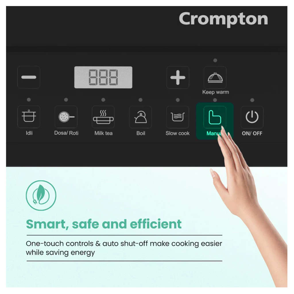 Crompton Instaserve Induction Cooktop 1600W 7 One Touch Cook Menus