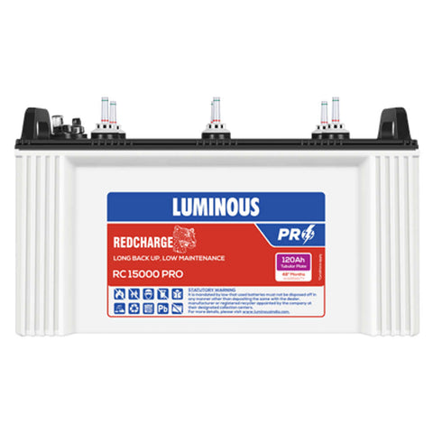Luminous Red Charge RC 15000 Pro Short Tubular Inverter Battery 120Ah 