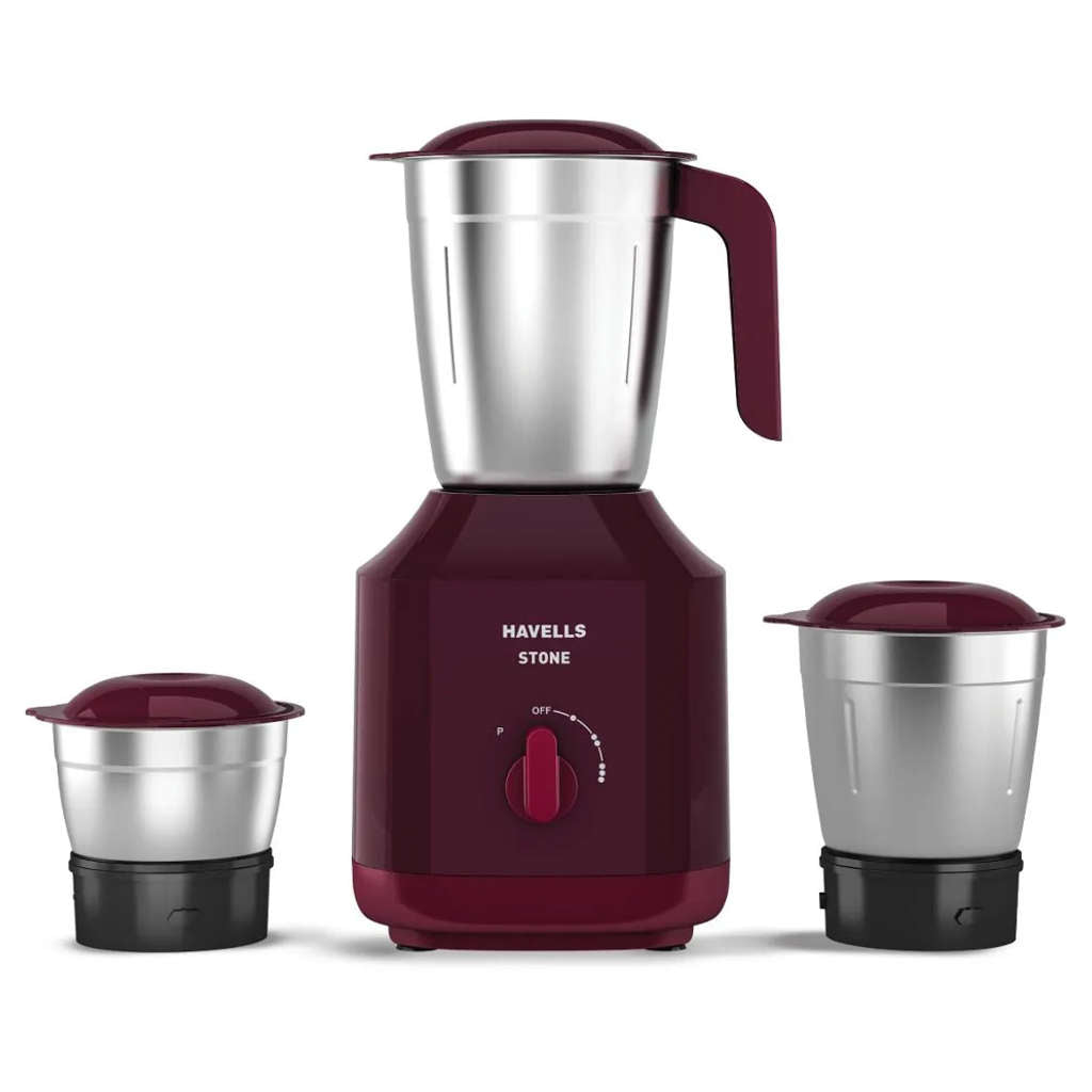 Havells Stone Mixer Grinder 3 Jar 500 W Red GHFMGBGR050 