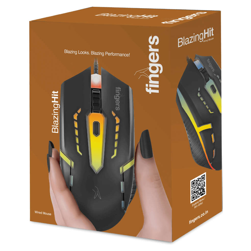 Fingers RGB - BlazingHit Wired Mouse Matte Black
