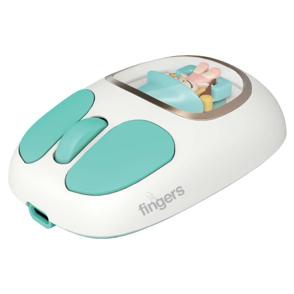 Fingers CuteClicks WB4 3 In 1 Wireless Mouse Happy White + Teal