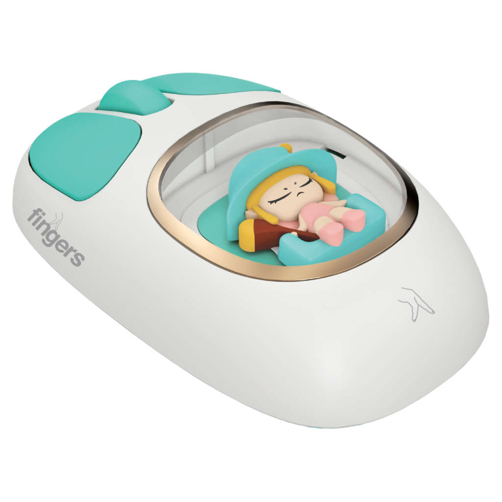 Fingers CuteClicks WB4 3 In 1 Wireless Mouse Happy White + Teal