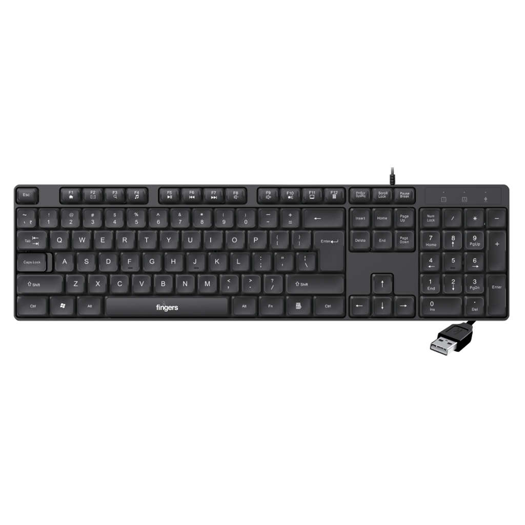 Fingers WonderClicks K9 Wired Keyboard Rich Black 