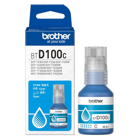 Brother Genuine BTD100C High Yield Cyan Ink Bottle For Printer MFC-T930DW 