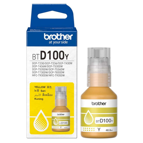 Brother Genuine BTD100Y High Yield Yellow Ink Bottle For Printer MFC-T930DW 