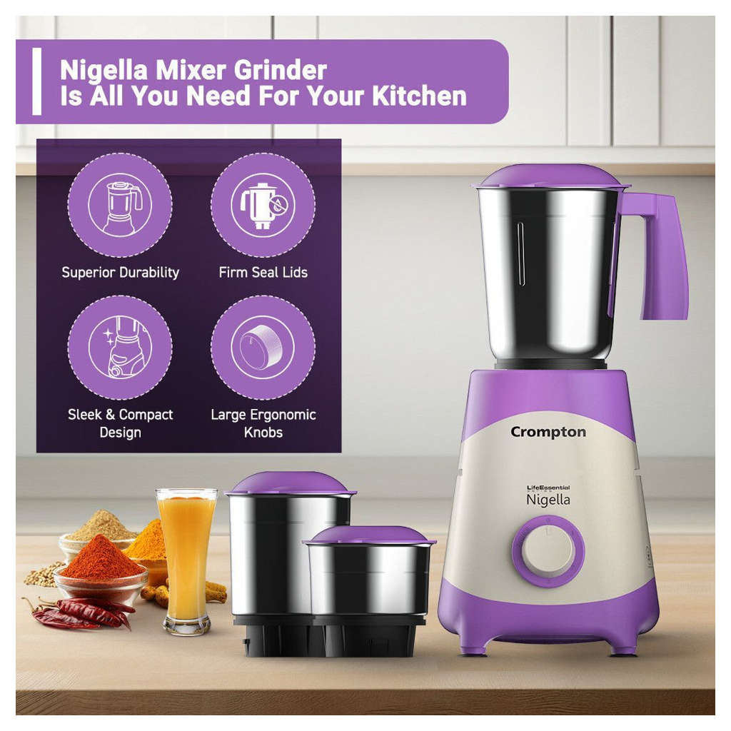 Crompton Nigella Mixer Grinder 3 Jar 500 W