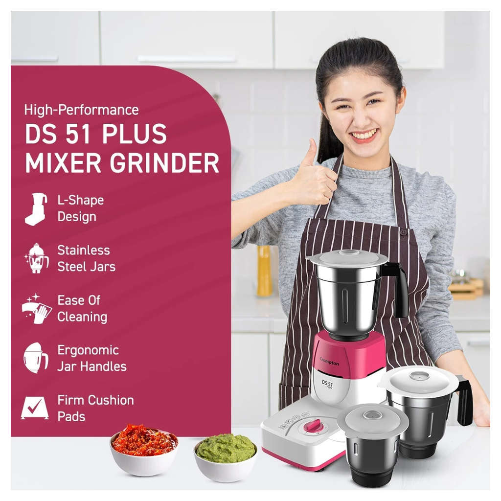 Crompton DS51 Plus Mixer Grinder 3 Jar 500 W
