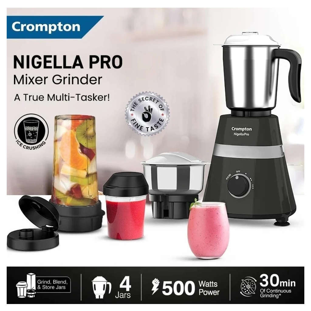 Crompton Nigella Pro Mixer Grinder 4 Jar 500 W