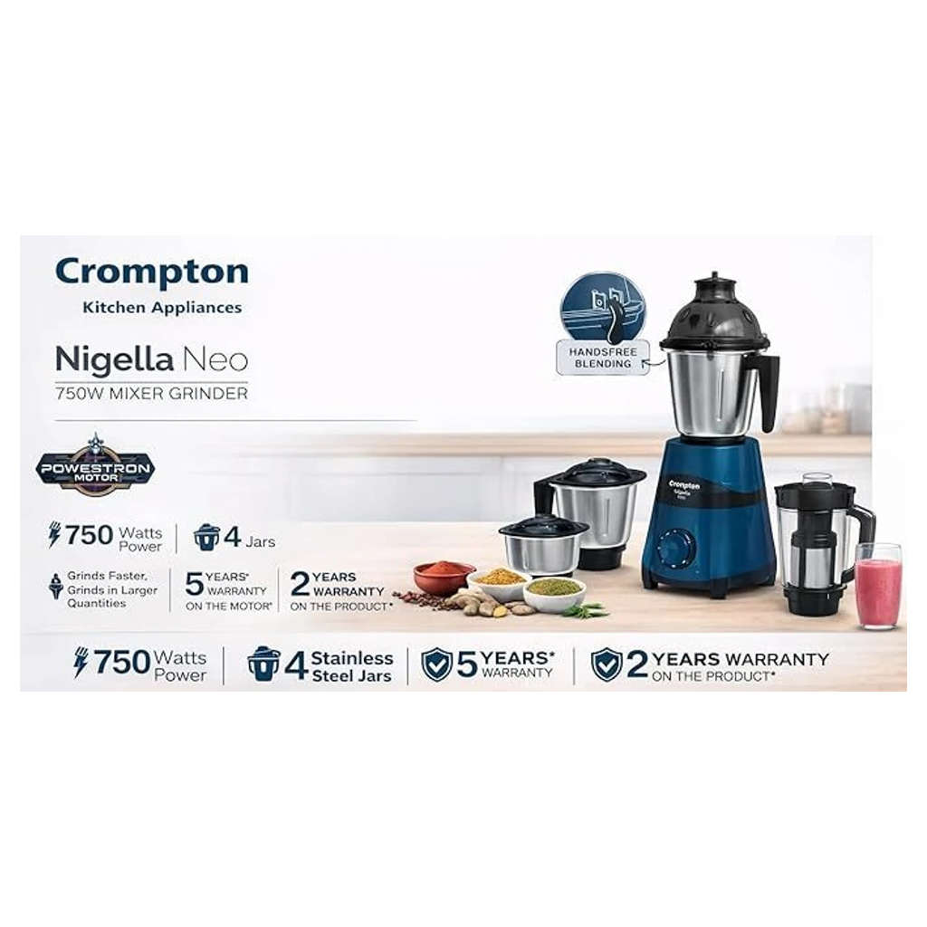 Crompton Nigella Neo Mixer Grinder 4 Jar 750 W