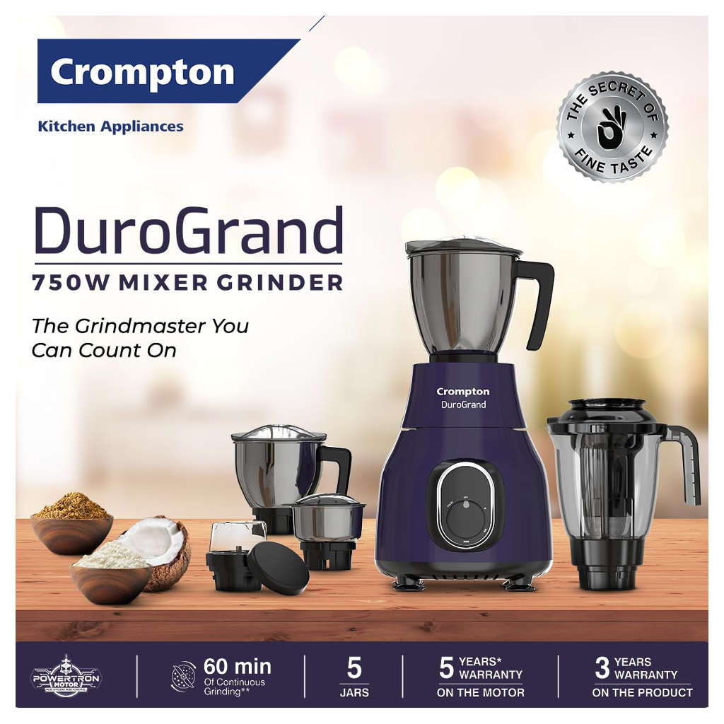 Crompton Duro Grand Mixer Grinder 5 Jar 750 W