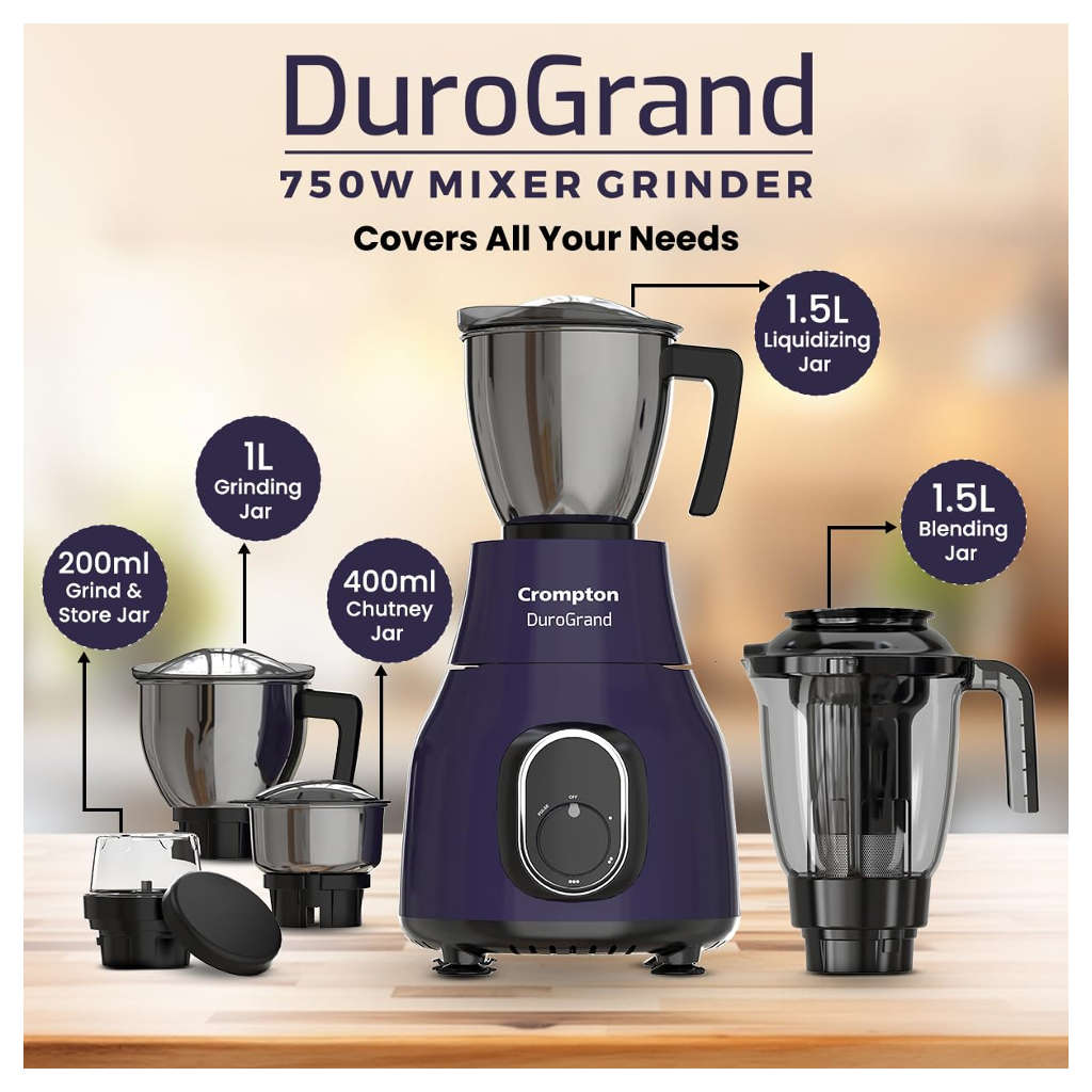 Crompton Duro Grand Mixer Grinder 5 Jar 750 W