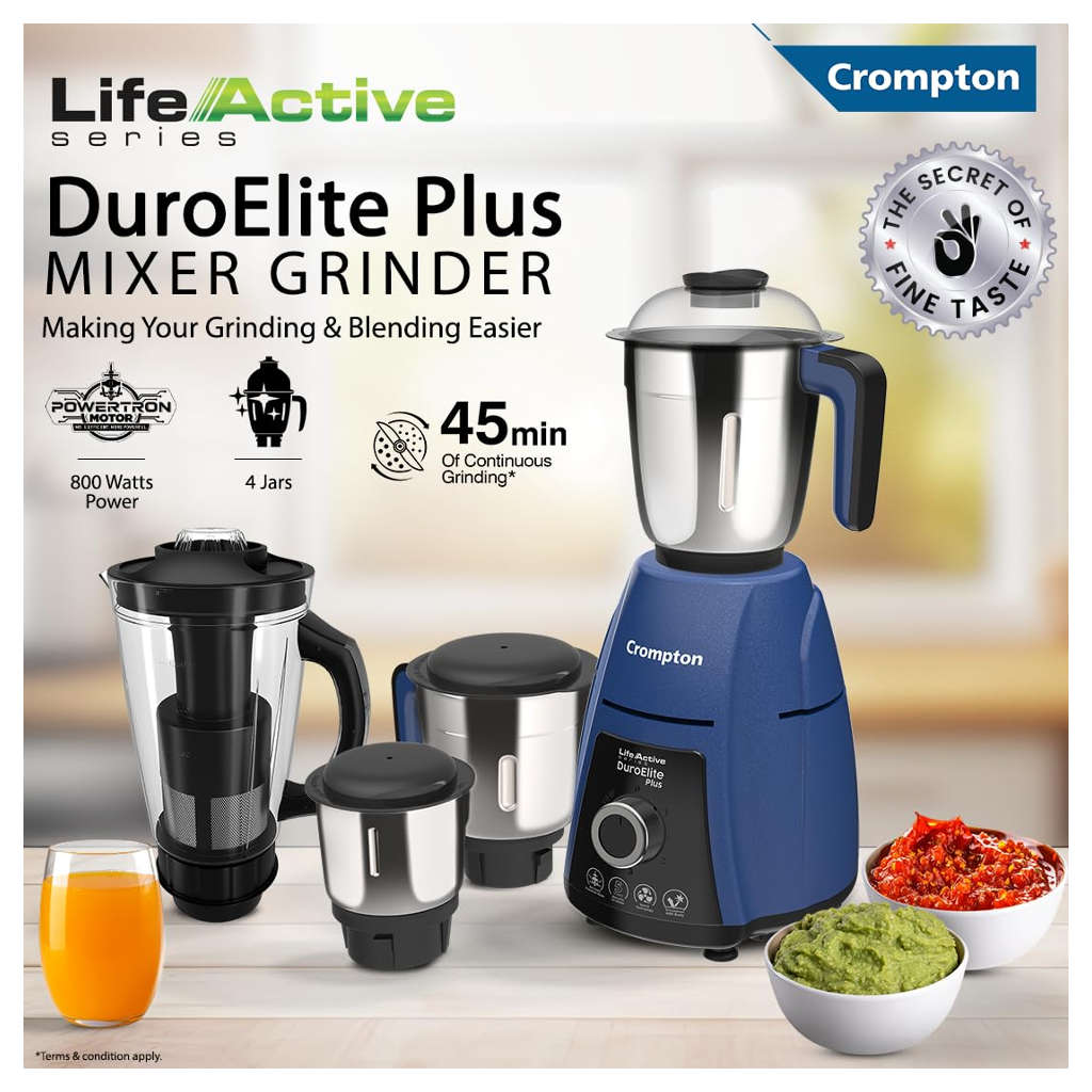 Crompton Duro Elite Plus Mixer Grinder 4 Jar 800 W