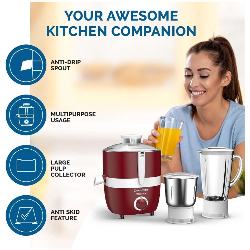 Crompton Freshmix Juicer Mixer Grinder 2 Jar 500 W