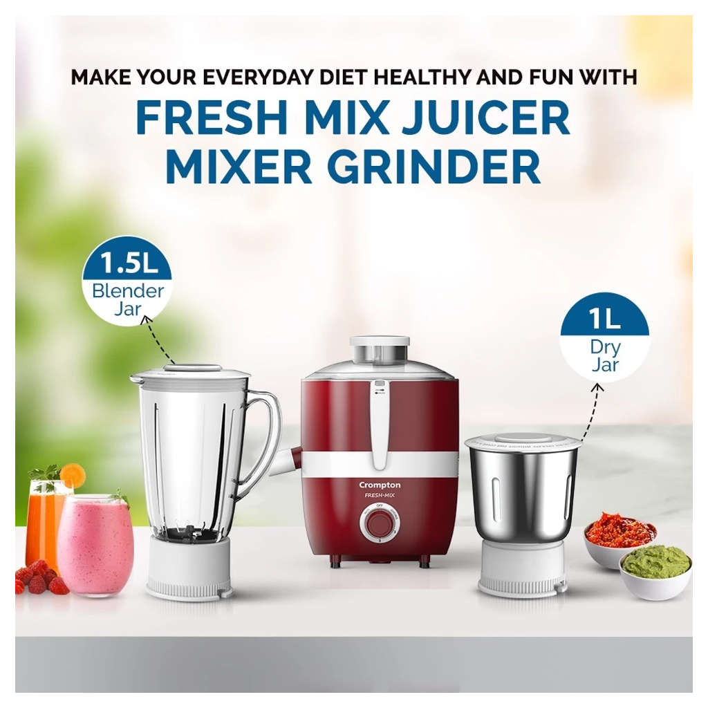 Crompton Freshmix Juicer Mixer Grinder 2 Jar 500 W