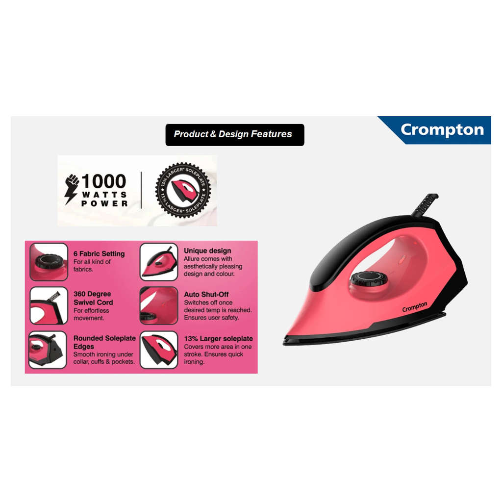 Crompton Allure Dry Iron 1000 W ACGEI-ALLURE