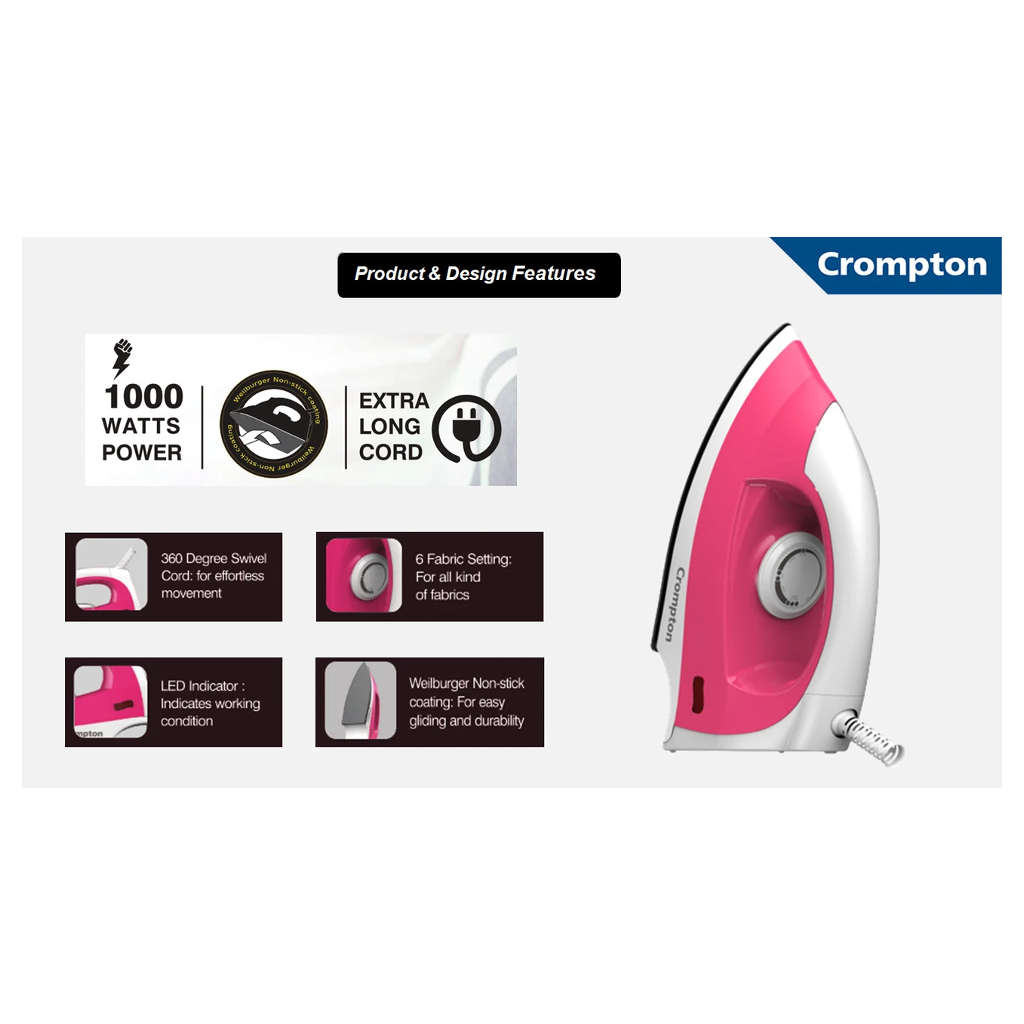 Crompton BrioXL Dry Iron 1000 W ACGEI-BRIOXL