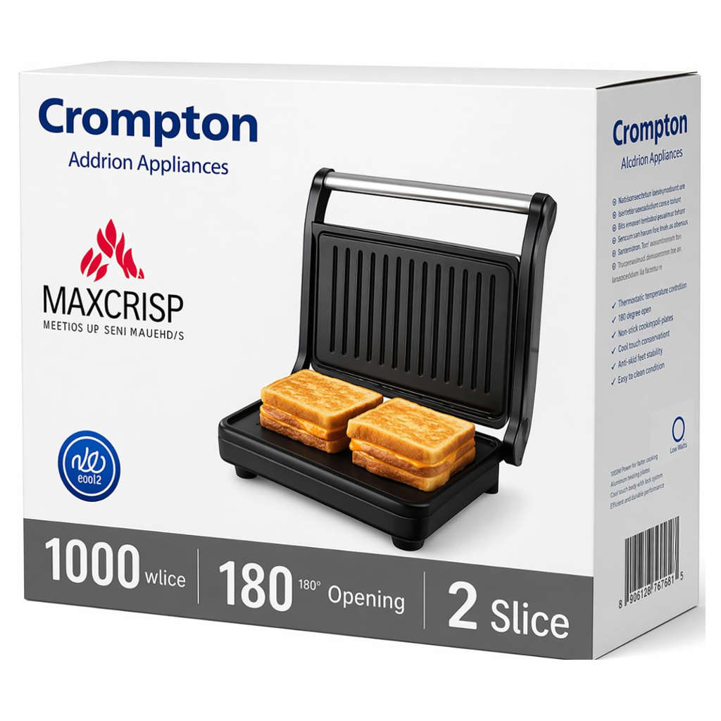 Crompton Maxcrisp 2 Slice Sandwich Maker 1000 W ACGT-MAXCRISP2S