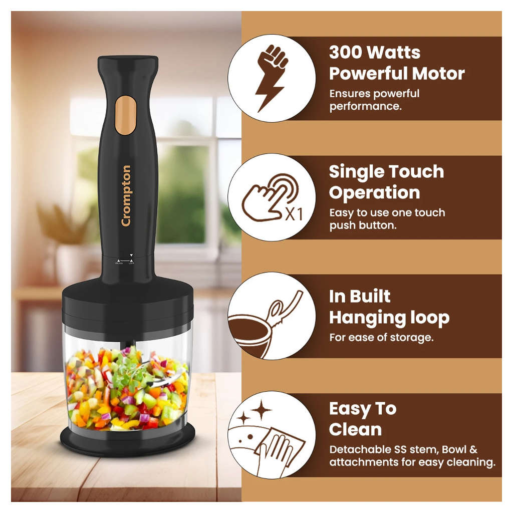 Crompton Ameo Trio Hand Blender With Chopper 300 W ACGHB-AMEO-TRIO