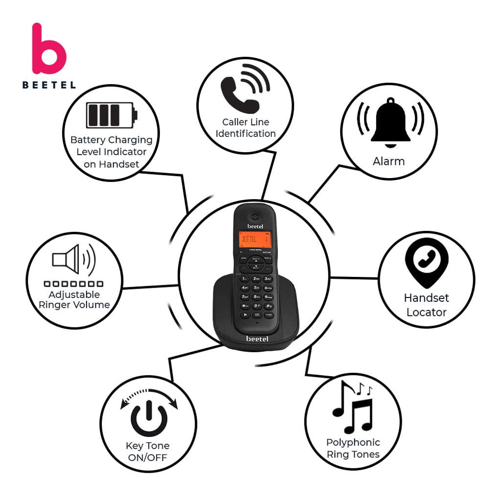 Beetel X73N Cordless Landline Phone Black
