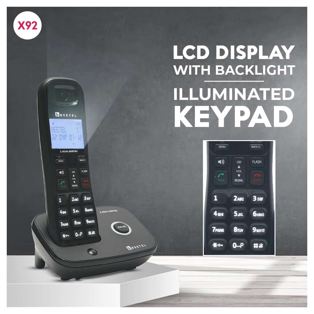 Beetel X92 Cordless Landline Phone Black