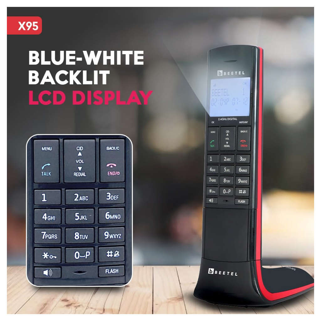 Beetel X95 Cordless Landline Phone Red