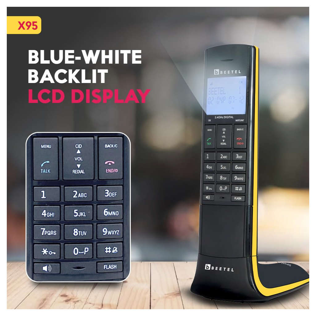 Beetel X95 Cordless Landline Phone Yellow