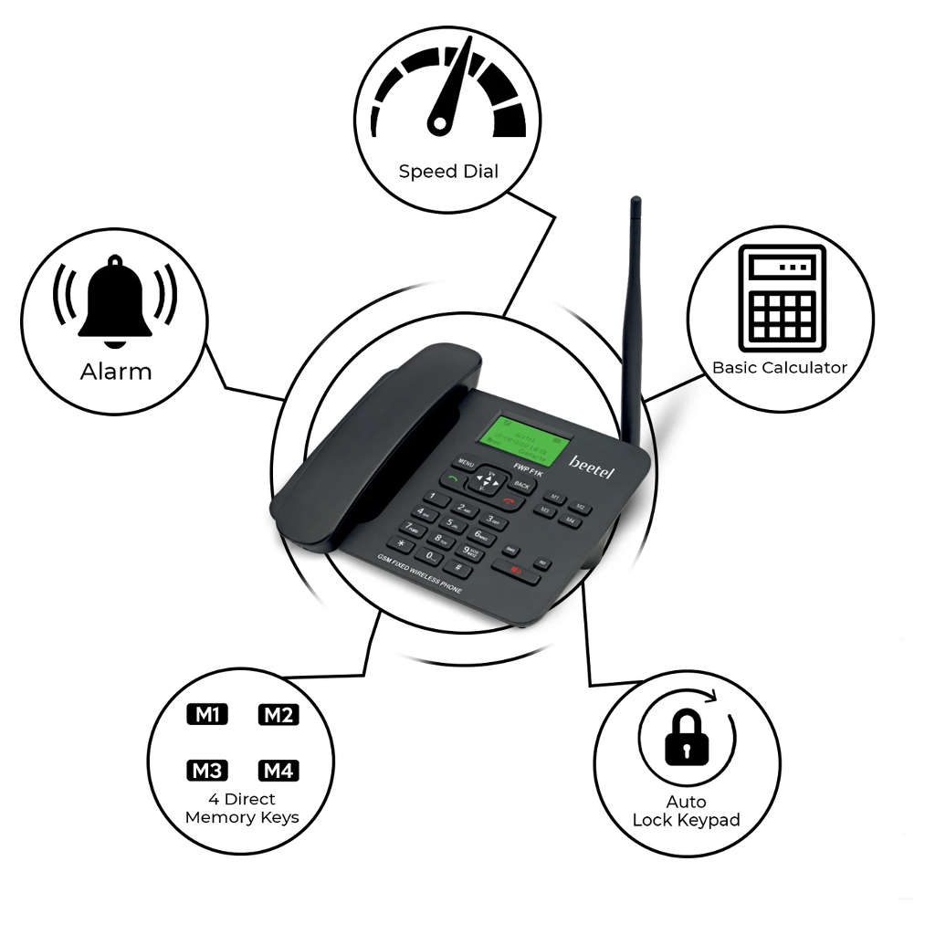 Beetel F1K Fixed Wireless Landline Phone Black