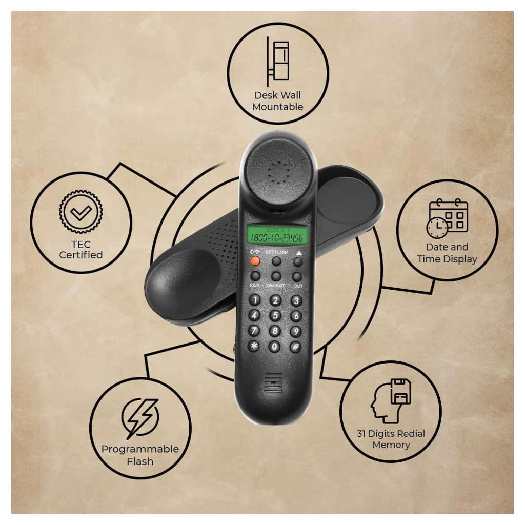 Beetel M25 Caller ID Corded Landline Phone Black