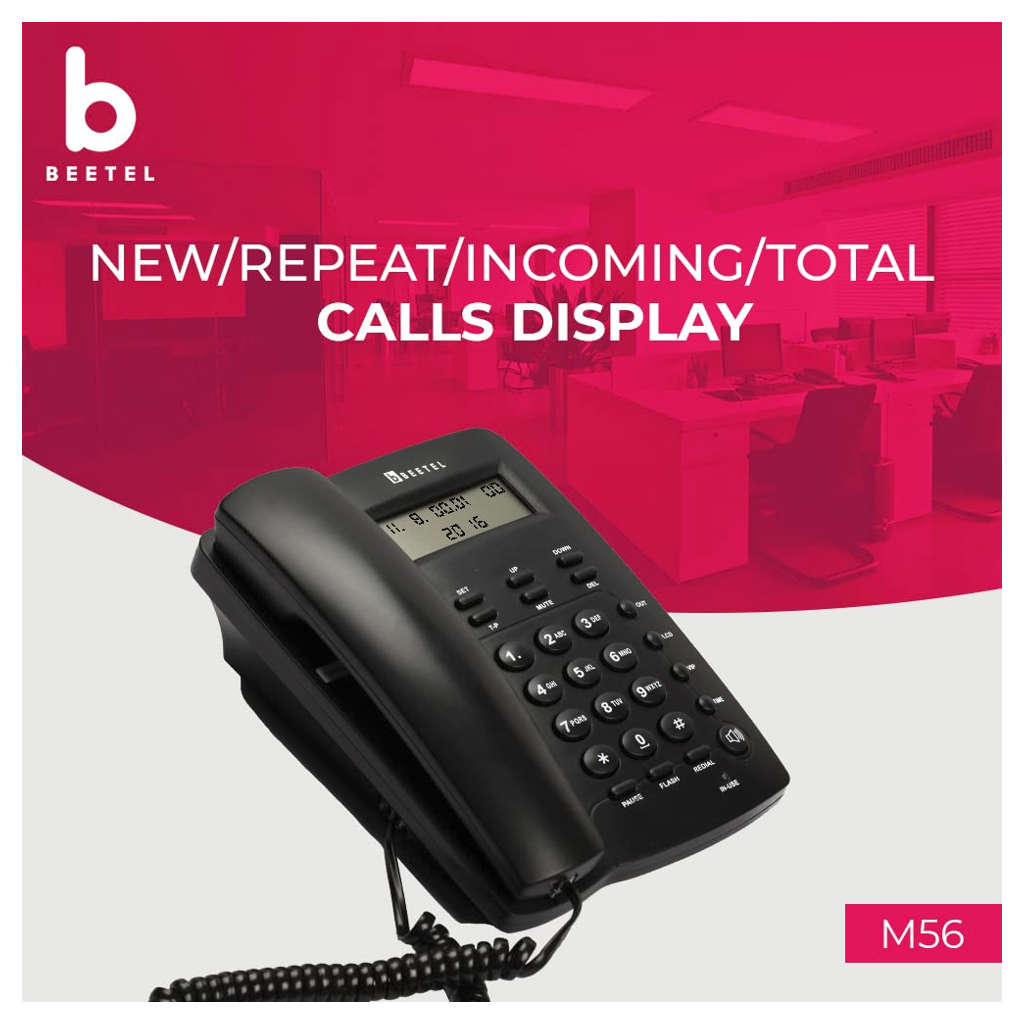 Beetel M56 Caller ID Corded Landline Phone Black