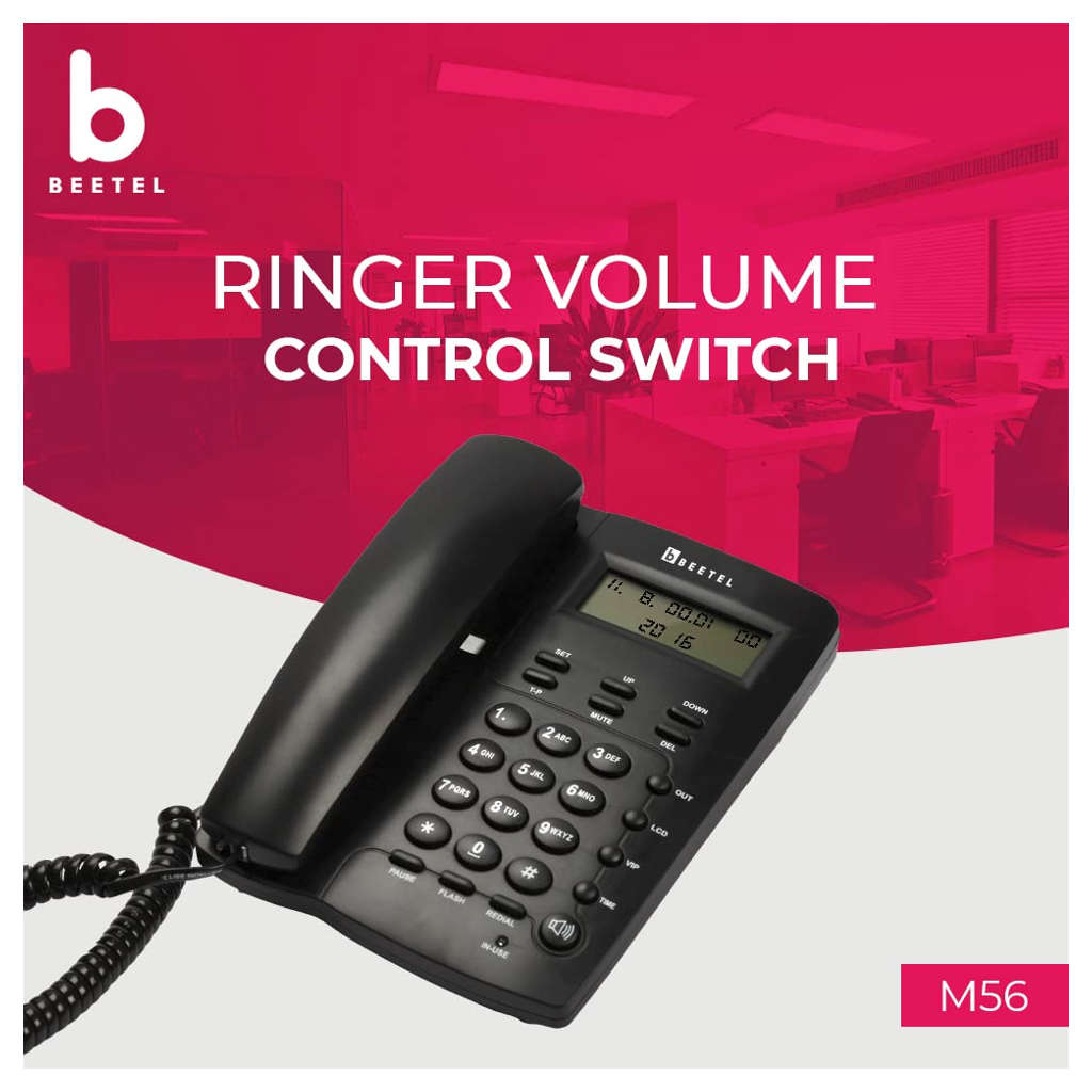 Beetel M56 Caller ID Corded Landline Phone Black