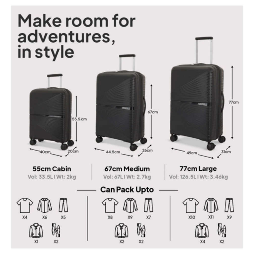 American Tourister Airconic Medium 67 Cm Check-In Suitcase Black
