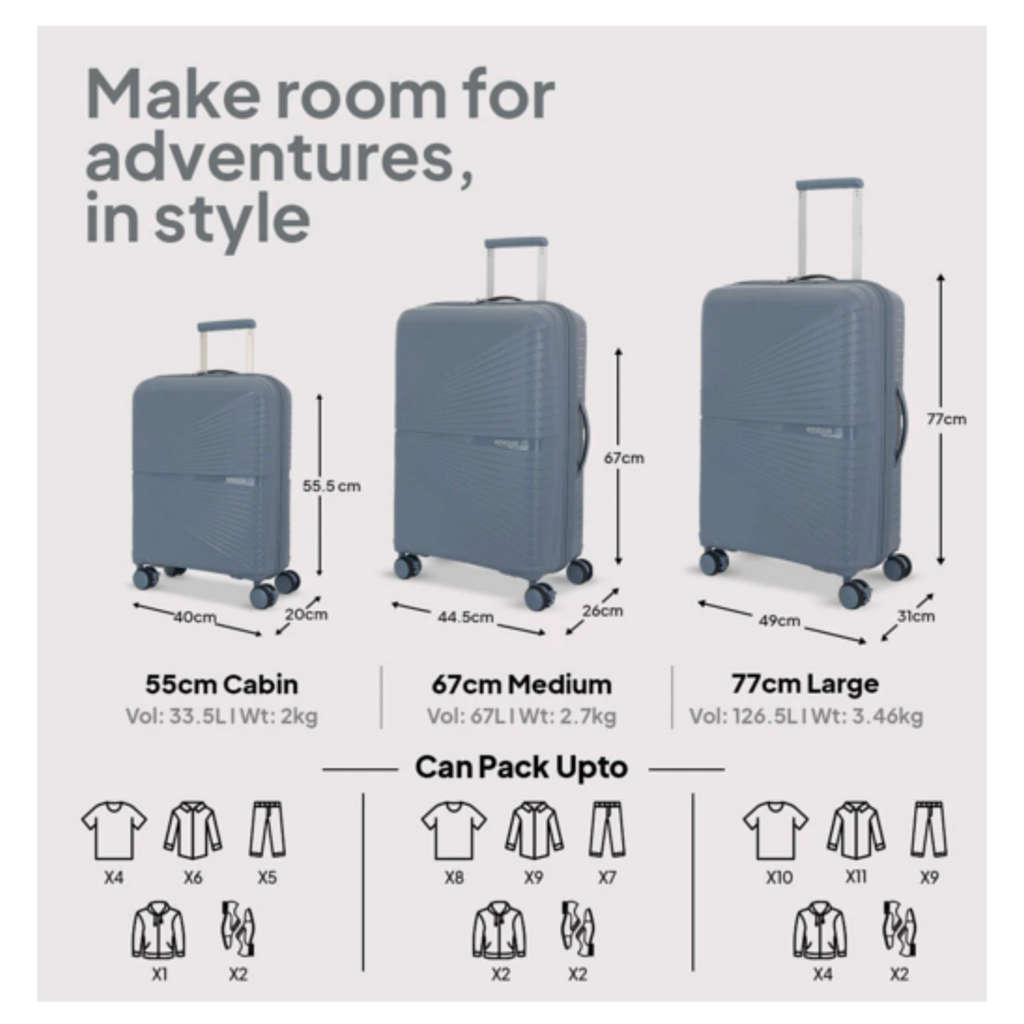 American Tourister Airconic Medium 67 Cm Check-In Suitcase Grey