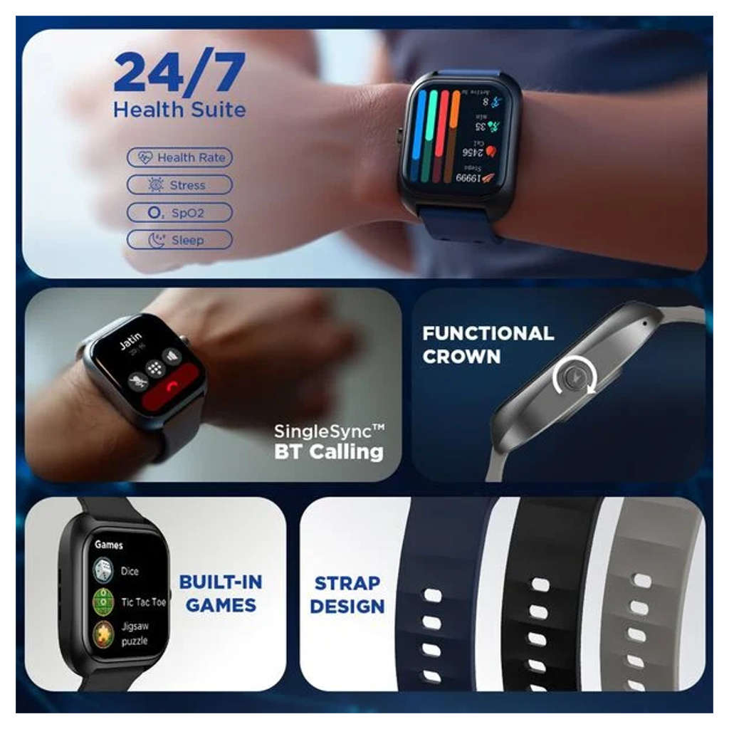 Fastrack VOX Plus 1.85 Inch Ultra Vu Display Smartwatch Blue