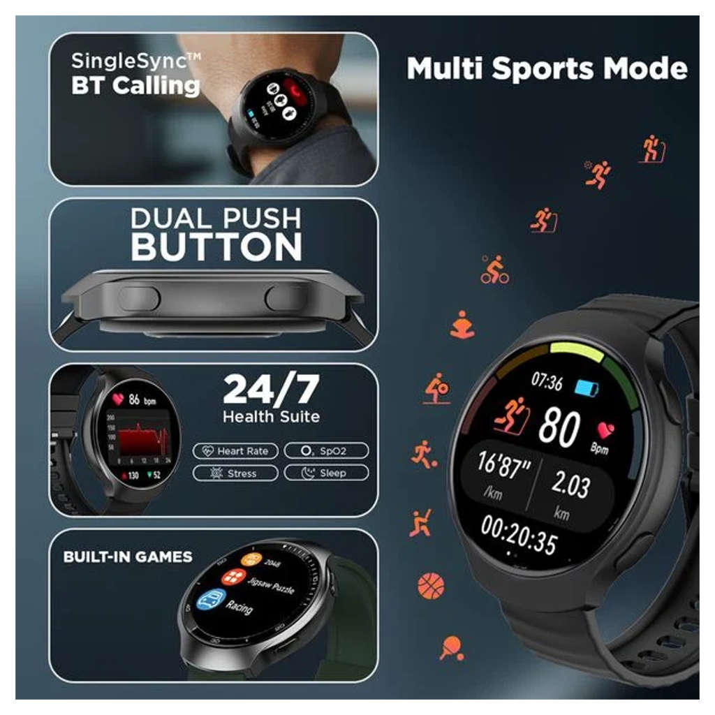 Fastrack VOX CirQ 1.38 Inch Ultra Vu Display Smartwatch Green