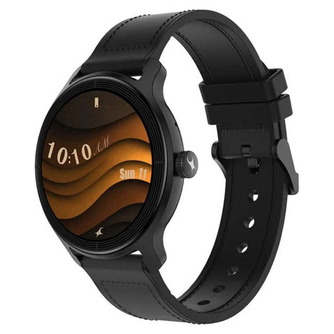Fastrack Sleek 1.32 Inch AMOLED Display Leather Smartwatch Black 