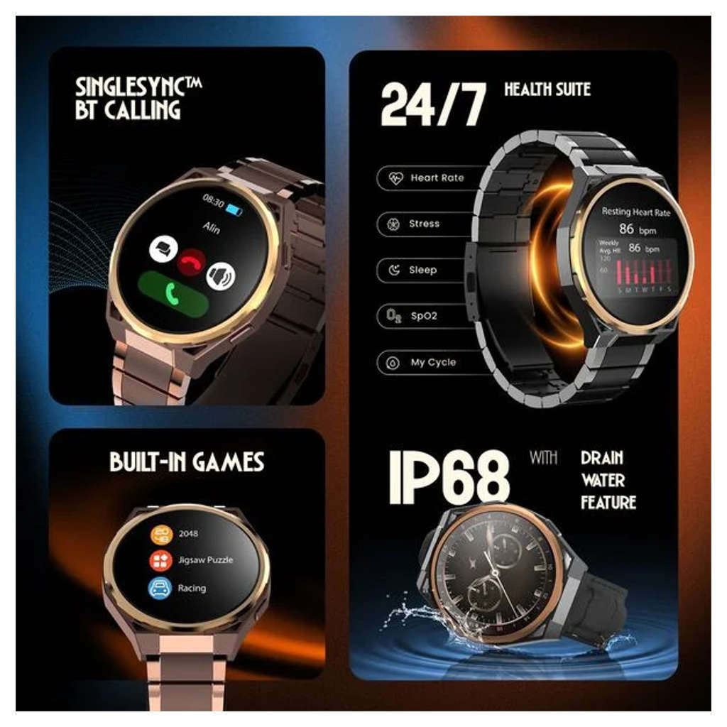 Fastrack Marvellous FX3 1.43 Inch AMOLED Display Smartwatch Brown