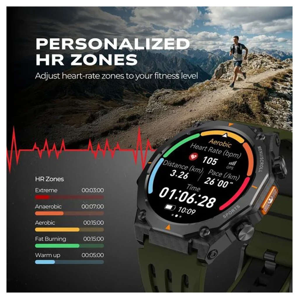 Fastrack Xtreme Adventure 1.43 Inch AMOLED Display Smartwatch Green