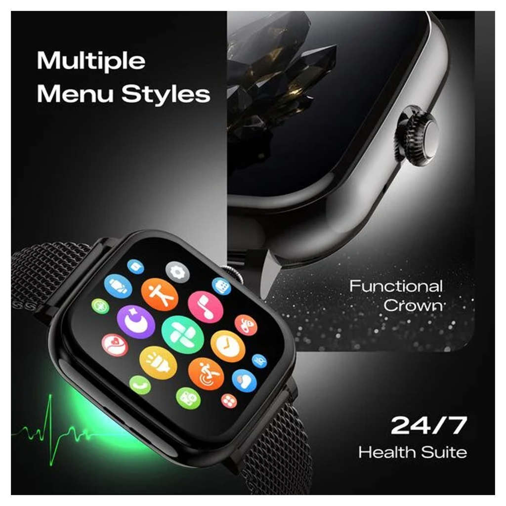 Fastrack Noir Rizz 1.72 Inch Ultra Vu Display Smartwatch Black