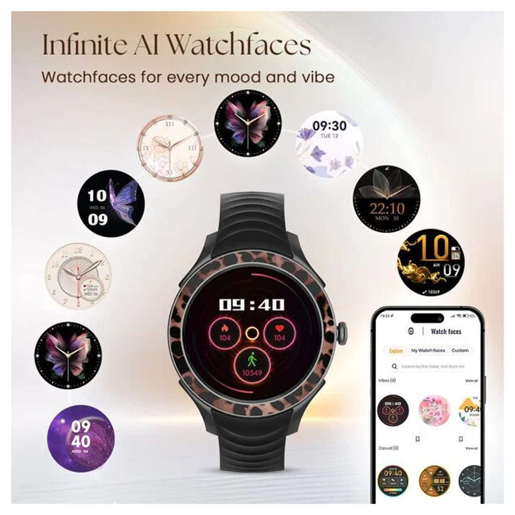 Fastrack Ella 1.2 Inch AMOLED Display Smartwatch Black