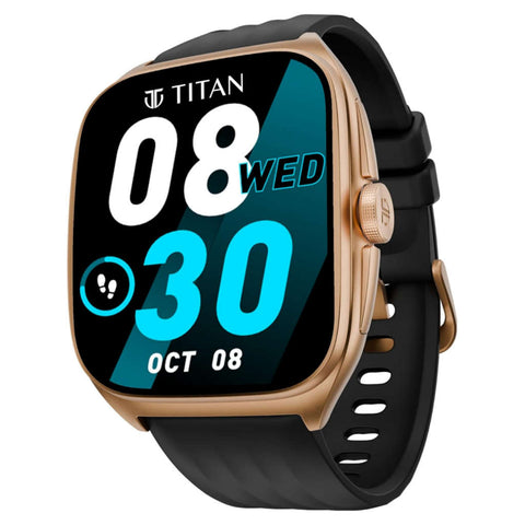 Titan Evolution 1.85 Inch Curved AMOLED Display Smartwatch Black & Gold 