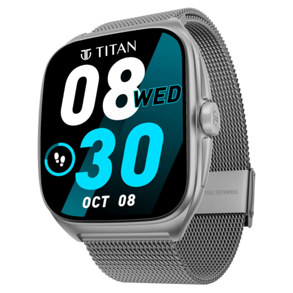 Titan Evolution 1.85 Inch Curved AMOLED Display Stainless Steel Smartwatch Silver