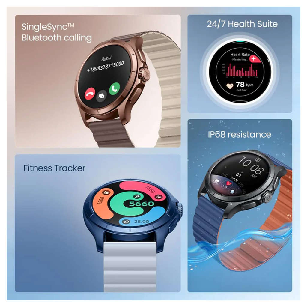 Titan Evoke 2.0 1.32 Inch AMOLED Display With Magnetic Strap Smartwatch Tidal Blue