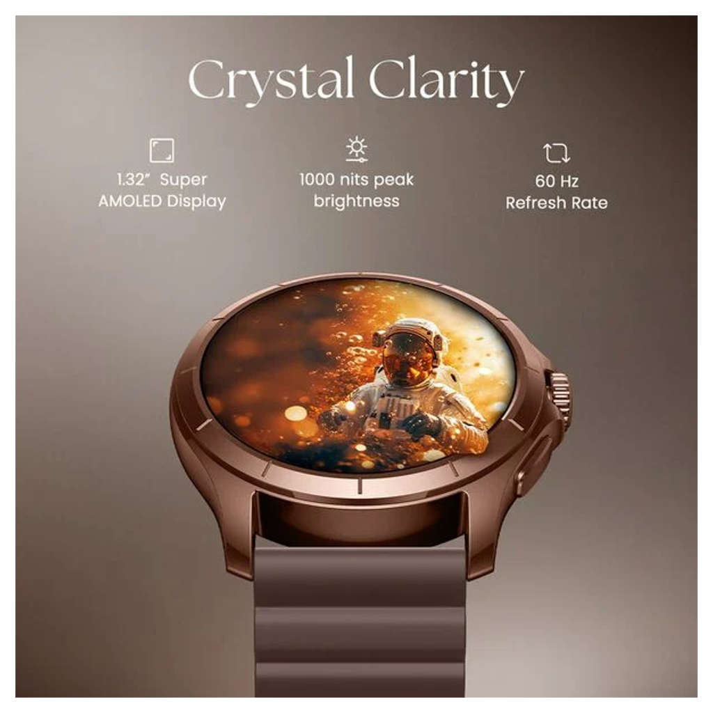 Titan Evoke 2.0 1.32 Inch AMOLED Display With Magnetic Strap Smartwatch Cocoa Brown