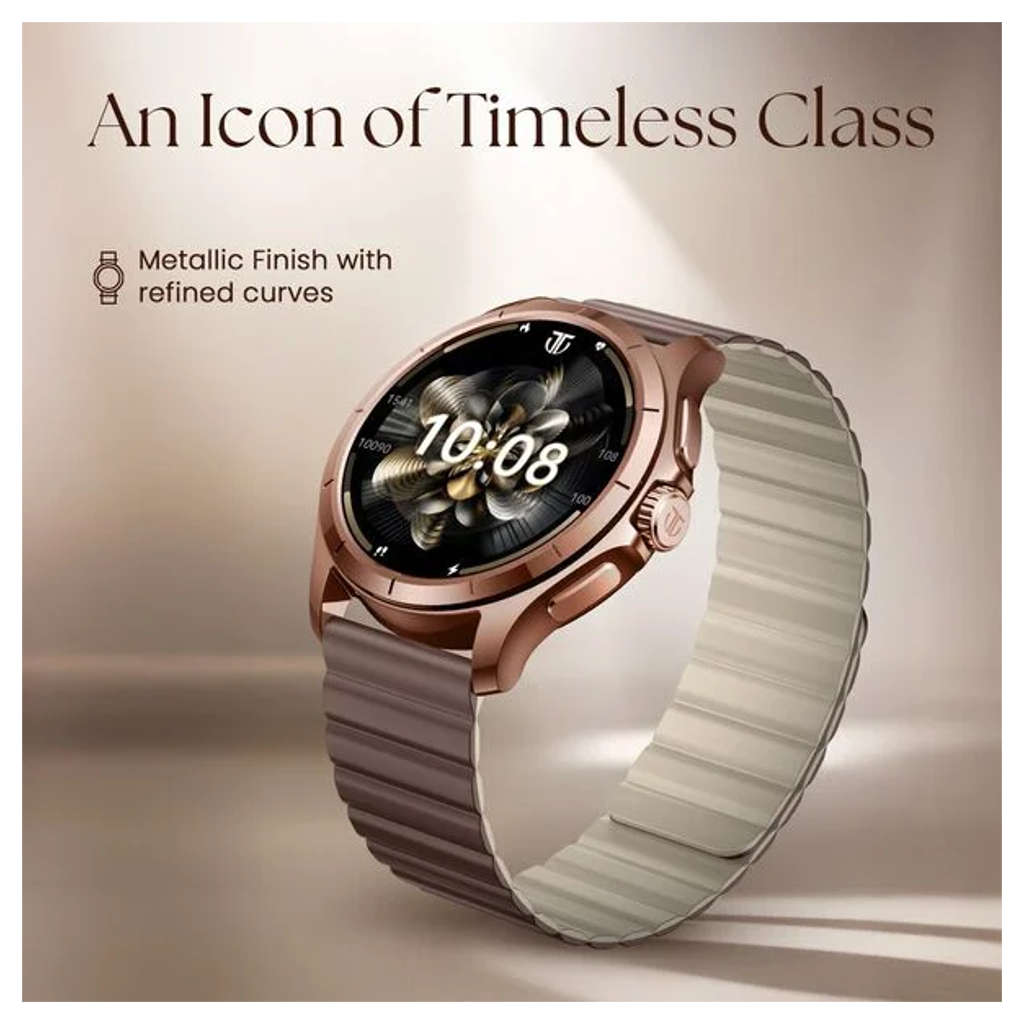 Titan Evoke 2.0 1.32 Inch AMOLED Display With Magnetic Strap Smartwatch Cocoa Brown